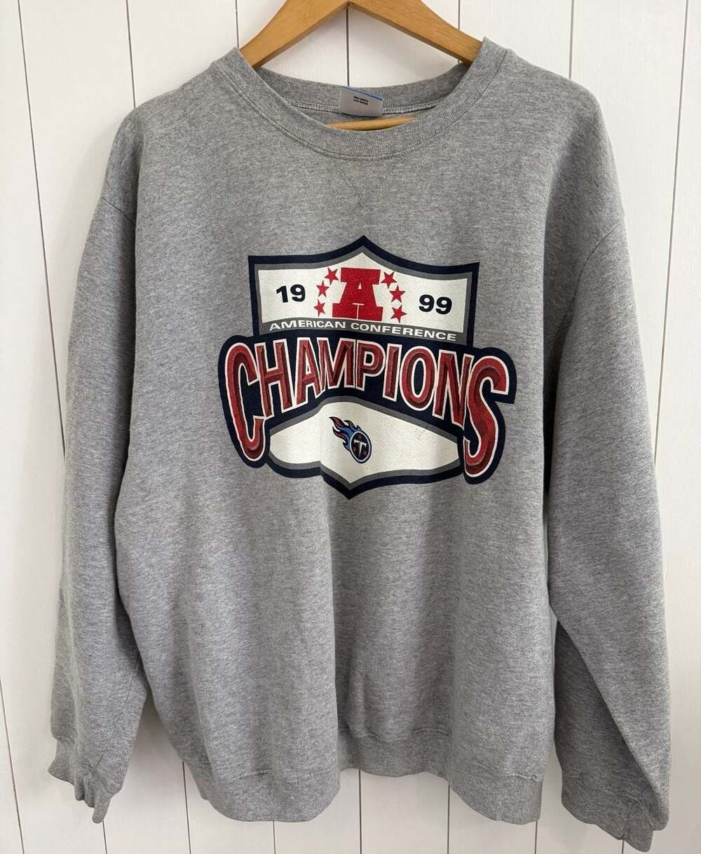 SPL28 1999 Titans American Conference Champions Grey Crewneck Sweatshirt